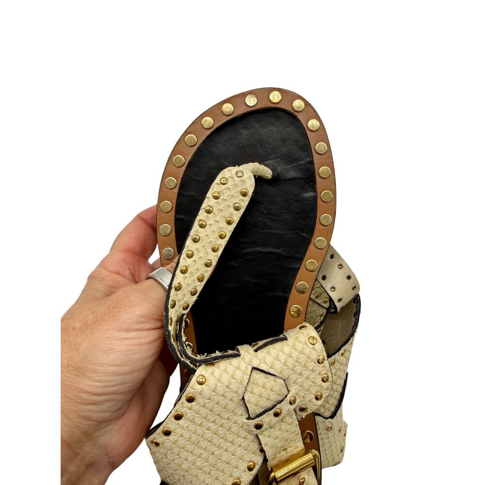 Isabel Marant Johanna ivory snake texture flat sandals - Size 7 - Picture 7 of 10